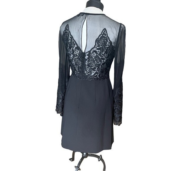 Jill Stuart Illusion Lace Black Dress Size 4 - Picture 7 of 12